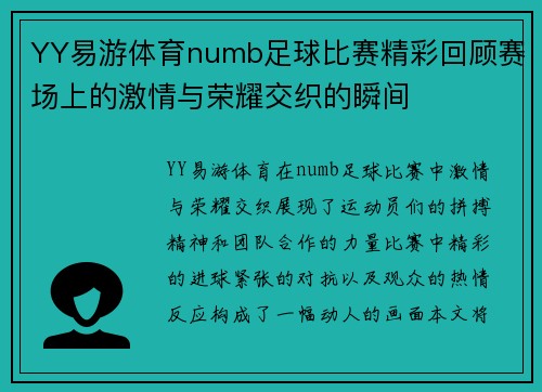 YY易游体育numb足球比赛精彩回顾赛场上的激情与荣耀交织的瞬间